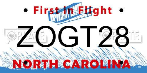ZOGT28 North Carolina License Plate