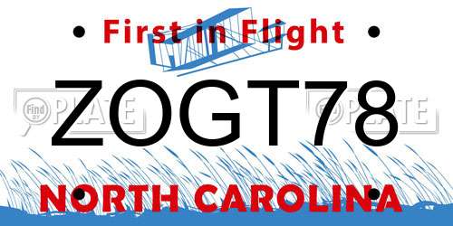 ZOGT78 North Carolina License Plate