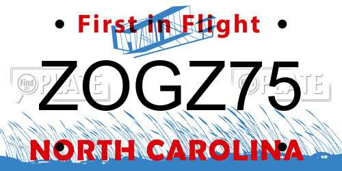 ZOGZ75 North Carolina License Plate