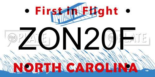 ZON20F North Carolina License Plate
