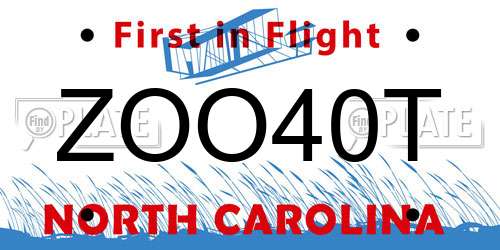 ZOO40T North Carolina License Plate