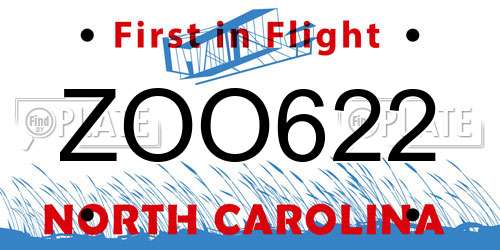 ZOO622 North Carolina License Plate