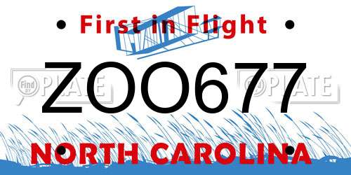 ZOO677 North Carolina License Plate