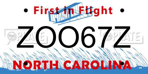 ZOO67Z North Carolina License Plate