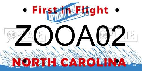 ZOOA02 North Carolina License Plate