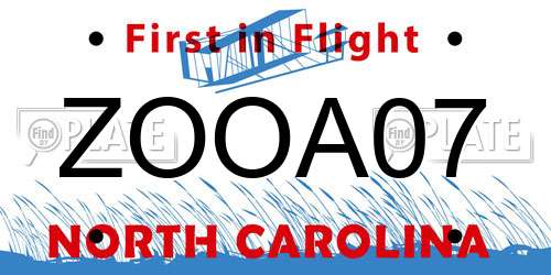 ZOOA07 North Carolina License Plate