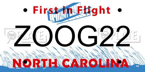 ZOOG22 North Carolina License Plate