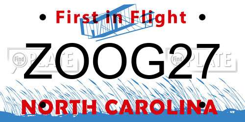 ZOOG27 North Carolina License Plate