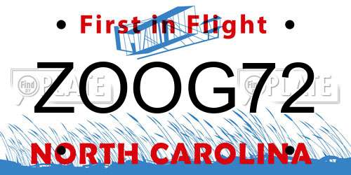 ZOOG72 North Carolina License Plate