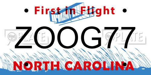 ZOOG77 North Carolina License Plate