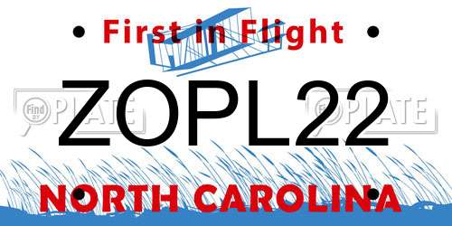 ZOPL22 North Carolina License Plate