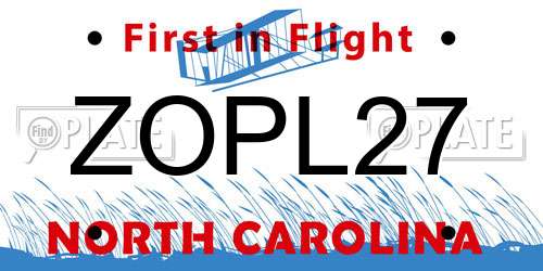 ZOPL27 North Carolina License Plate