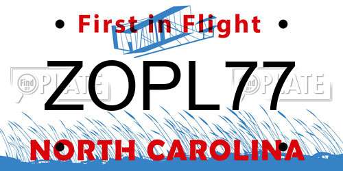 ZOPL77 North Carolina License Plate