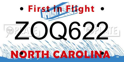 ZOQ622 North Carolina License Plate