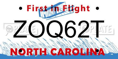 ZOQ62T North Carolina License Plate