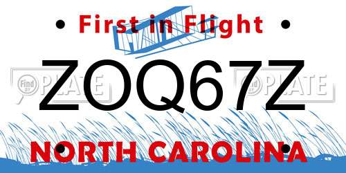 ZOQ67Z North Carolina License Plate
