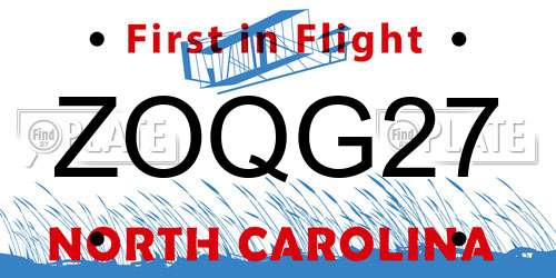 ZOQG27 North Carolina License Plate