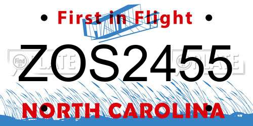 ZOS2455 North Carolina License Plate