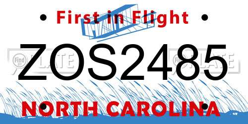ZOS2485 North Carolina License Plate
