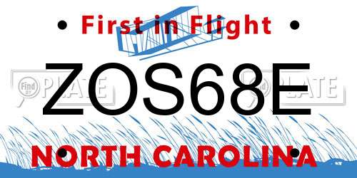 ZOS68E North Carolina License Plate