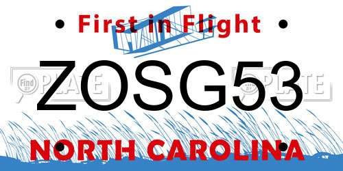 ZOSG53 North Carolina License Plate