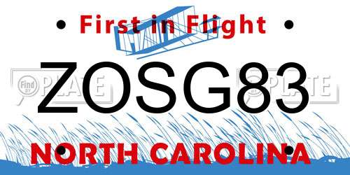 ZOSG83 North Carolina License Plate
