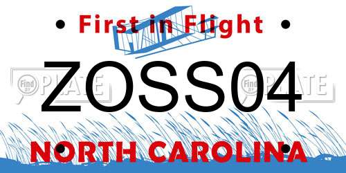 ZOSS04 North Carolina License Plate