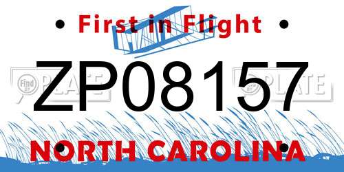 ZP08157 North Carolina License Plate