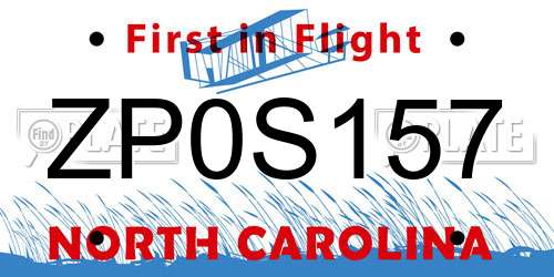 ZP0S157 North Carolina License Plate