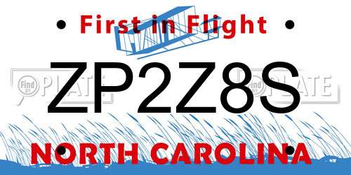 ZP2Z8S North Carolina License Plate