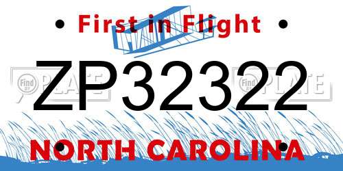 ZP32322 North Carolina License Plate