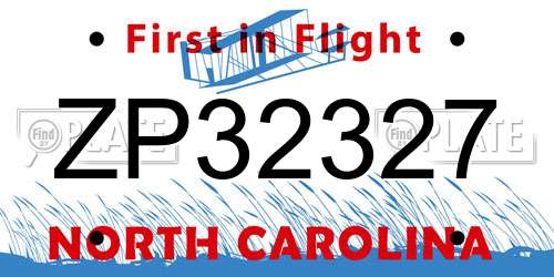 ZP32327 North Carolina License Plate