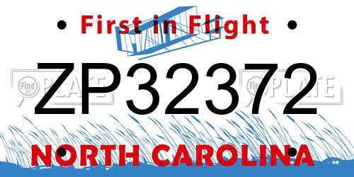 ZP32372 North Carolina License Plate