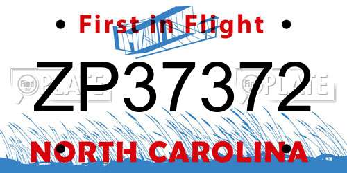 ZP37372 North Carolina License Plate
