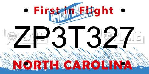 ZP3T327 North Carolina License Plate