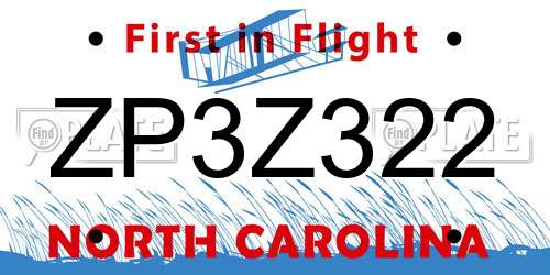 ZP3Z322 North Carolina License Plate