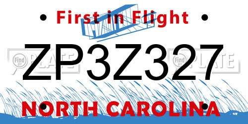 ZP3Z327 North Carolina License Plate