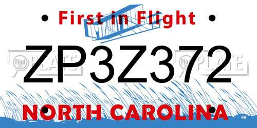 ZP3Z372 North Carolina License Plate