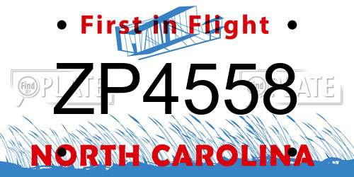 ZP4558 North Carolina License Plate