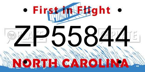 ZP55844 North Carolina License Plate