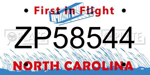 ZP58544 North Carolina License Plate