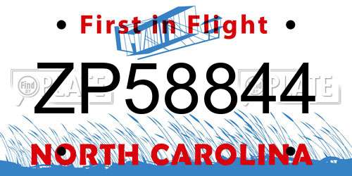 ZP58844 North Carolina License Plate