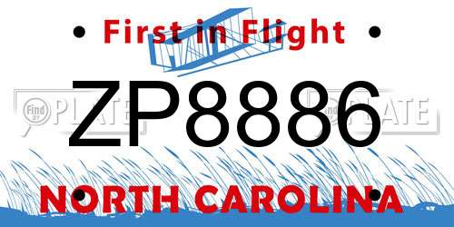 ZP8886 North Carolina License Plate