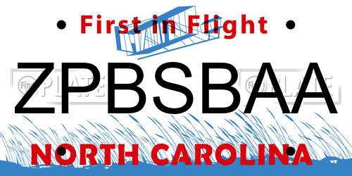 ZPBSBAA North Carolina License Plate