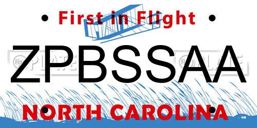 ZPBSSAA North Carolina License Plate