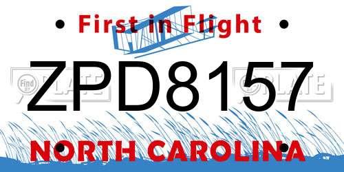 ZPD8157 North Carolina License Plate