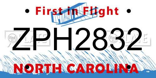 ZPH2832 North Carolina License Plate