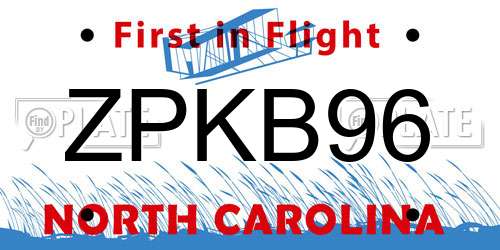 ZPKB96 North Carolina License Plate