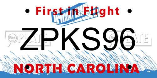 ZPKS96 North Carolina License Plate