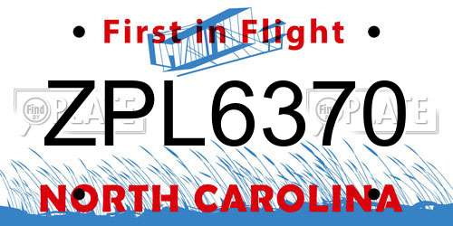 ZPL6370 North Carolina License Plate